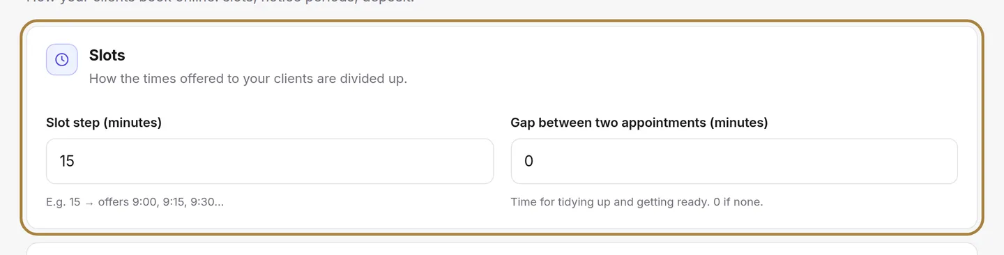 The slots: interval and buffer.