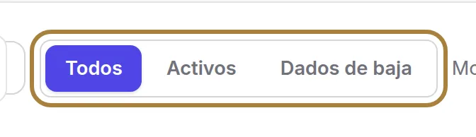 Todos, activos, dados de baja.