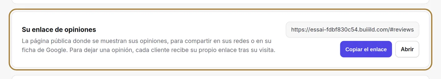Su enlace de reseñas, listo para copiar.