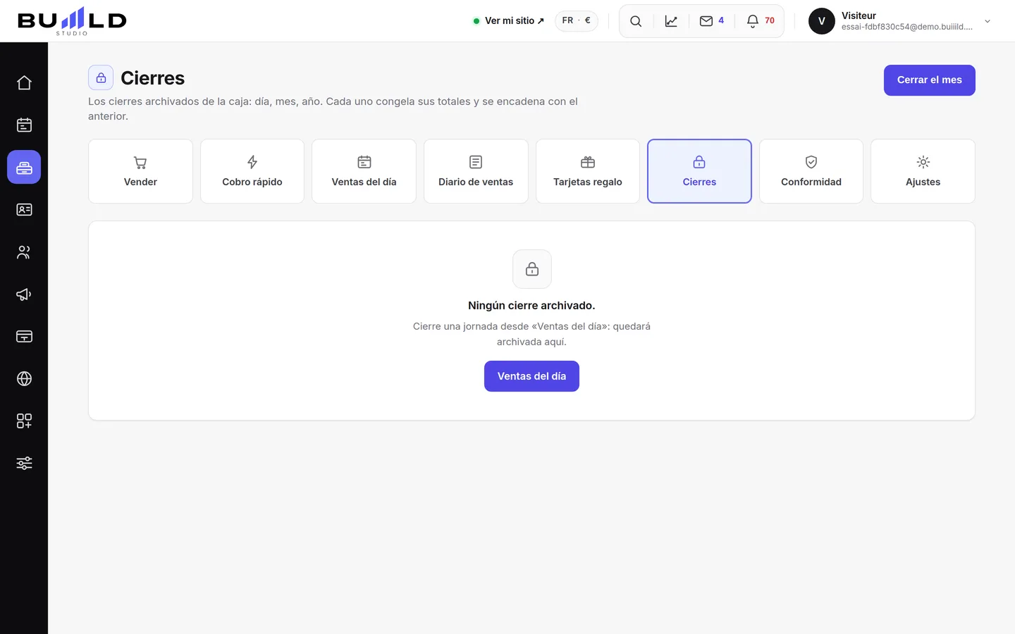 El historial de los cierres.