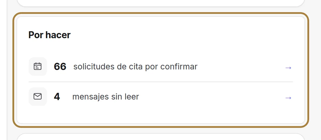 La tarjeta «Por hacer», cuando algo está pendiente.