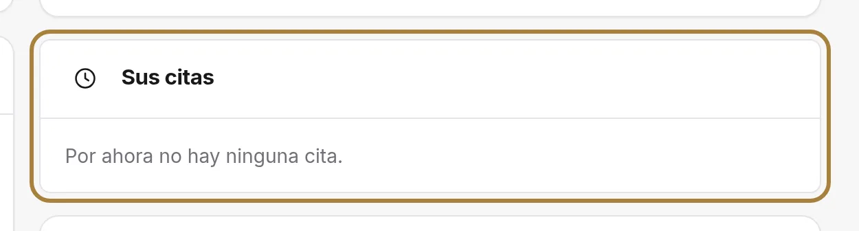 Sus citas, tanto próximas como pasadas, con estado y precio.