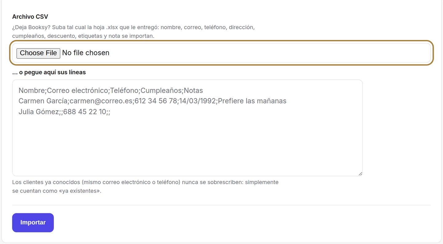 El archivo exportado de su antiguo software.