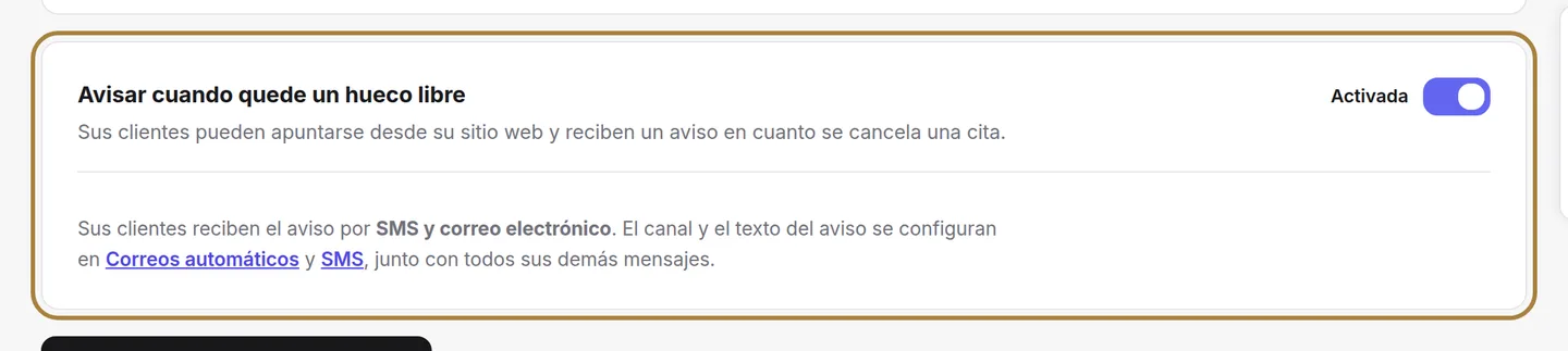 Activar, desactivar, y elegir el canal de las alertas.