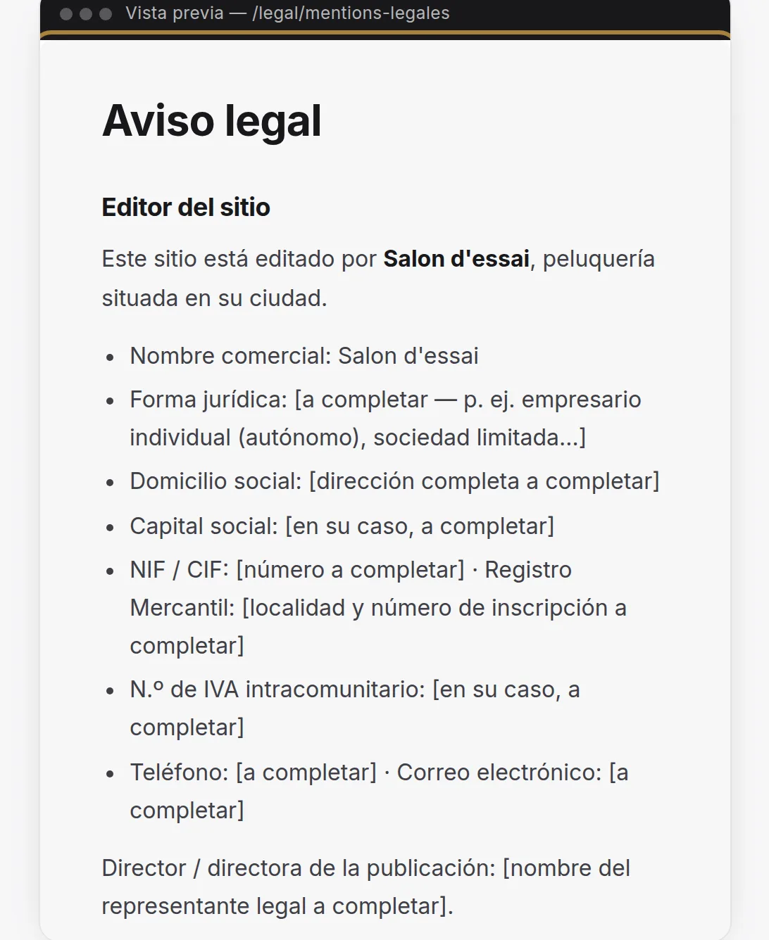 El documento, modificable directamente.