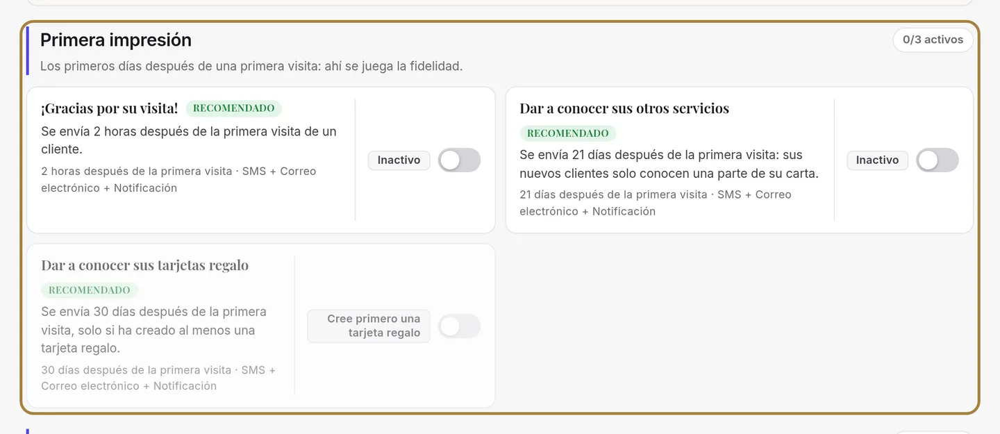 Ordenados por momento de la relación.