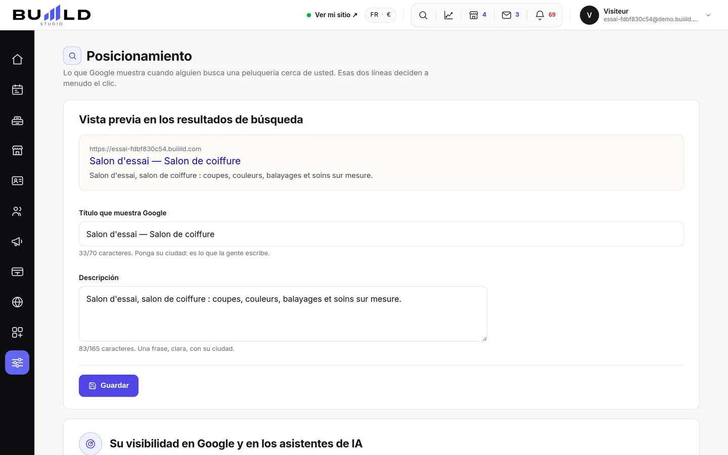 El posicionamiento.