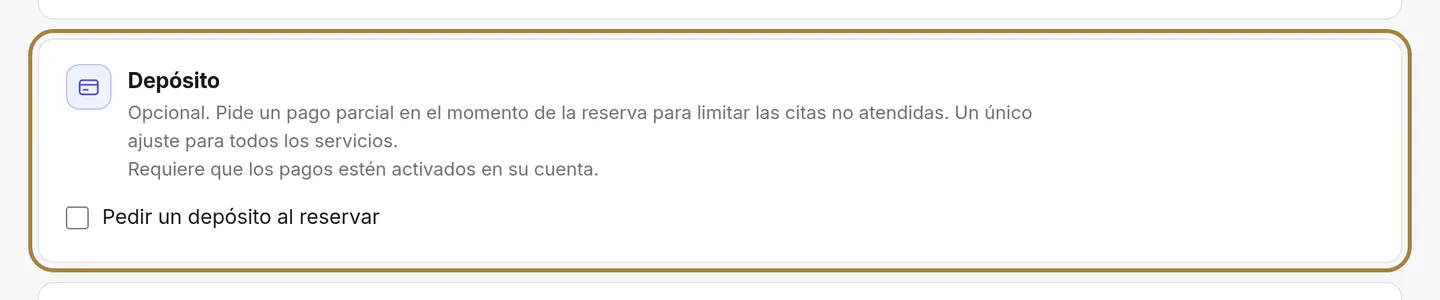 El depósito: importe, umbral, segmentación, reembolso.