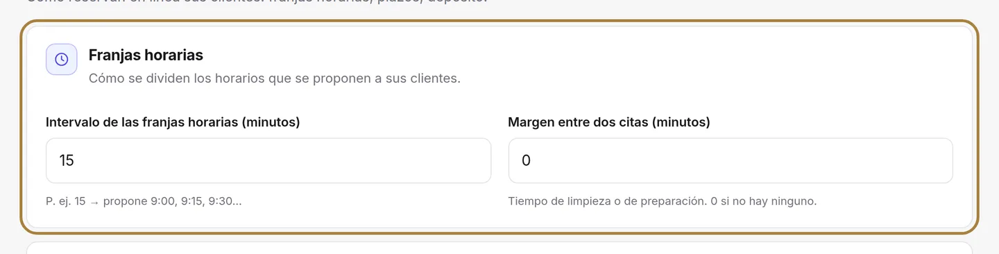 Los horarios: el intervalo y el margen.