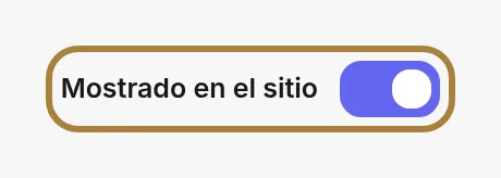 En cada pantalla «Mi sitio»: el interruptor que muestra u oculta la sección.