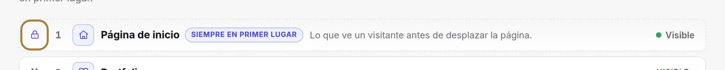 Agarre el asa y arrastre para cambiar el orden.