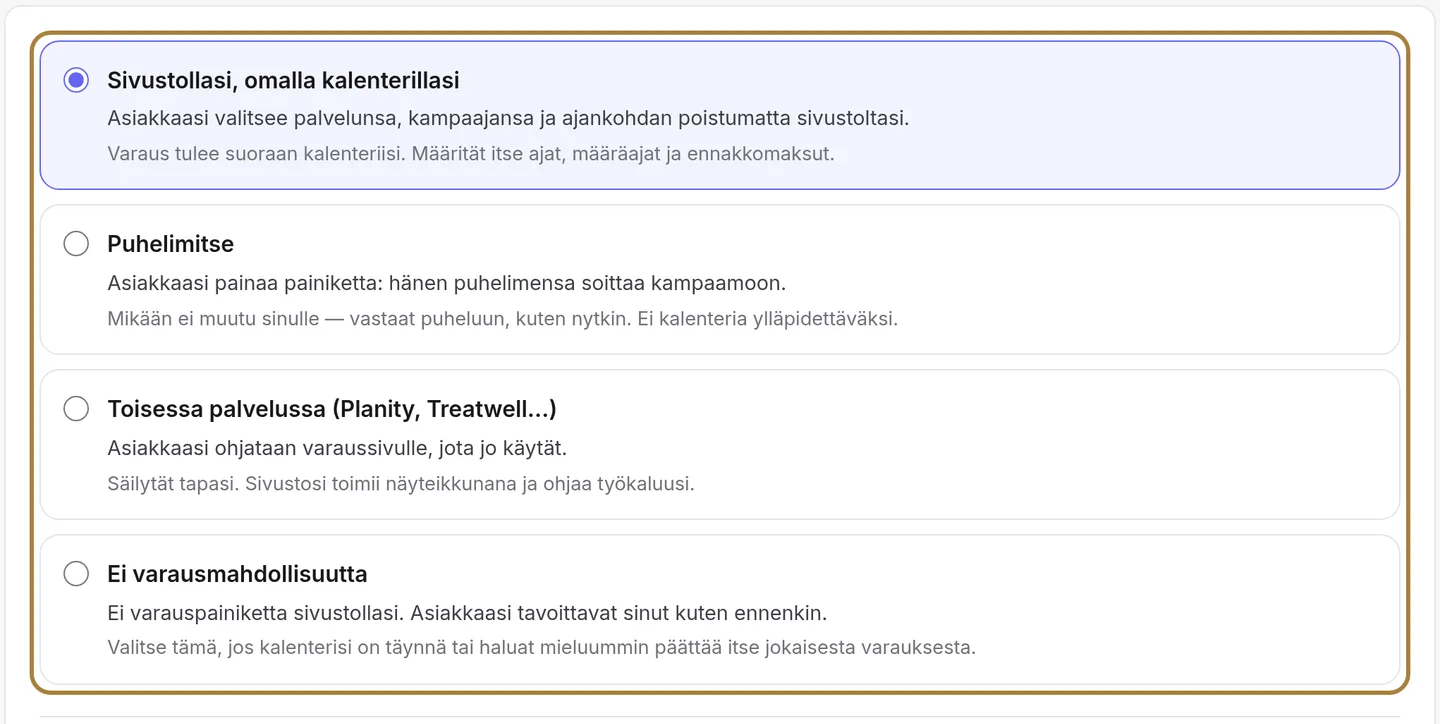 Jokainen vaihtoehto kuvataan sen mukaan, mitä asiakkaasi kokee, sitten mitä se muuttaa sinulle. | Buiiild.com
