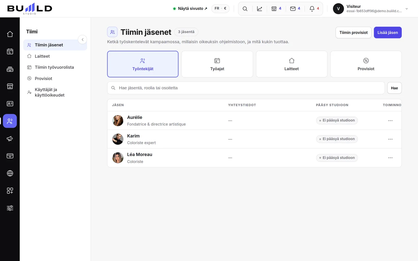 Tiimi, yksi kortti per henkilö. | Buiiild.com