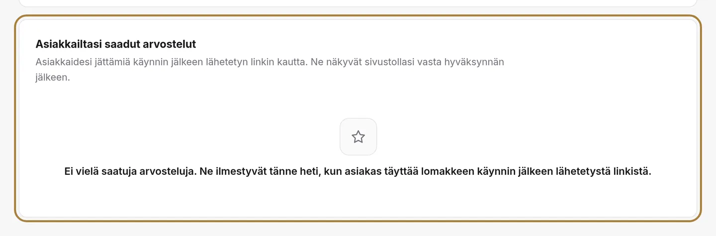 Asiakkailtasi saadut arvostelut: hyväksy, muokkaa, vastaa, poista. | Buiiild.com