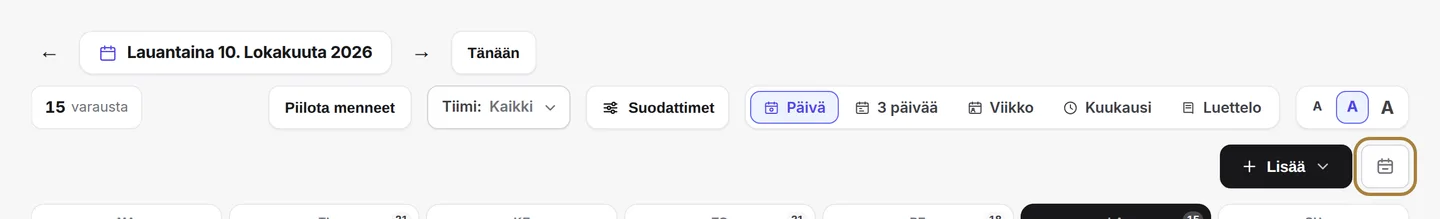 Painike ”Blokkaa aika”, Lisää-painikkeen vieressä. | Buiiild.com