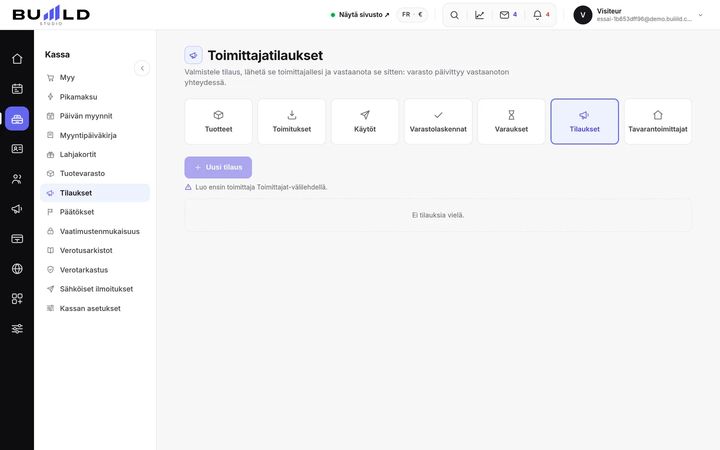 Tavarantoimittajien tilaukset. | Buiiild.com