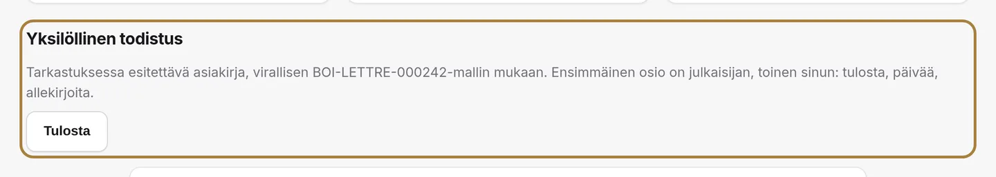 Todistuksen tulostaminen. | Buiiild.com