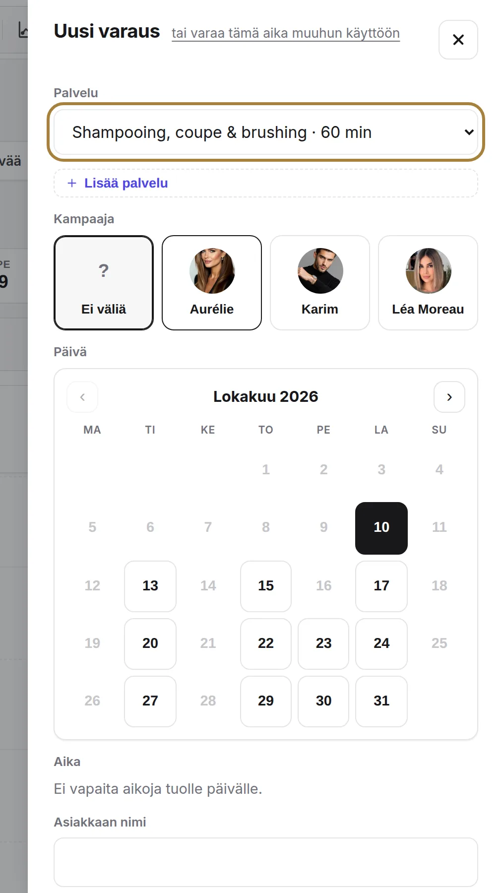 1. Palvelu: kesto ja hinta lasketaan automaattisesti. | Buiiild.com
