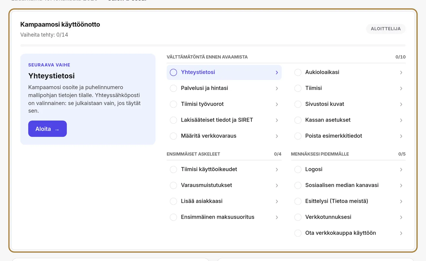 Kampaamosi käyttöönotto: seuraava vaihe ja koko lista. | Buiiild.com