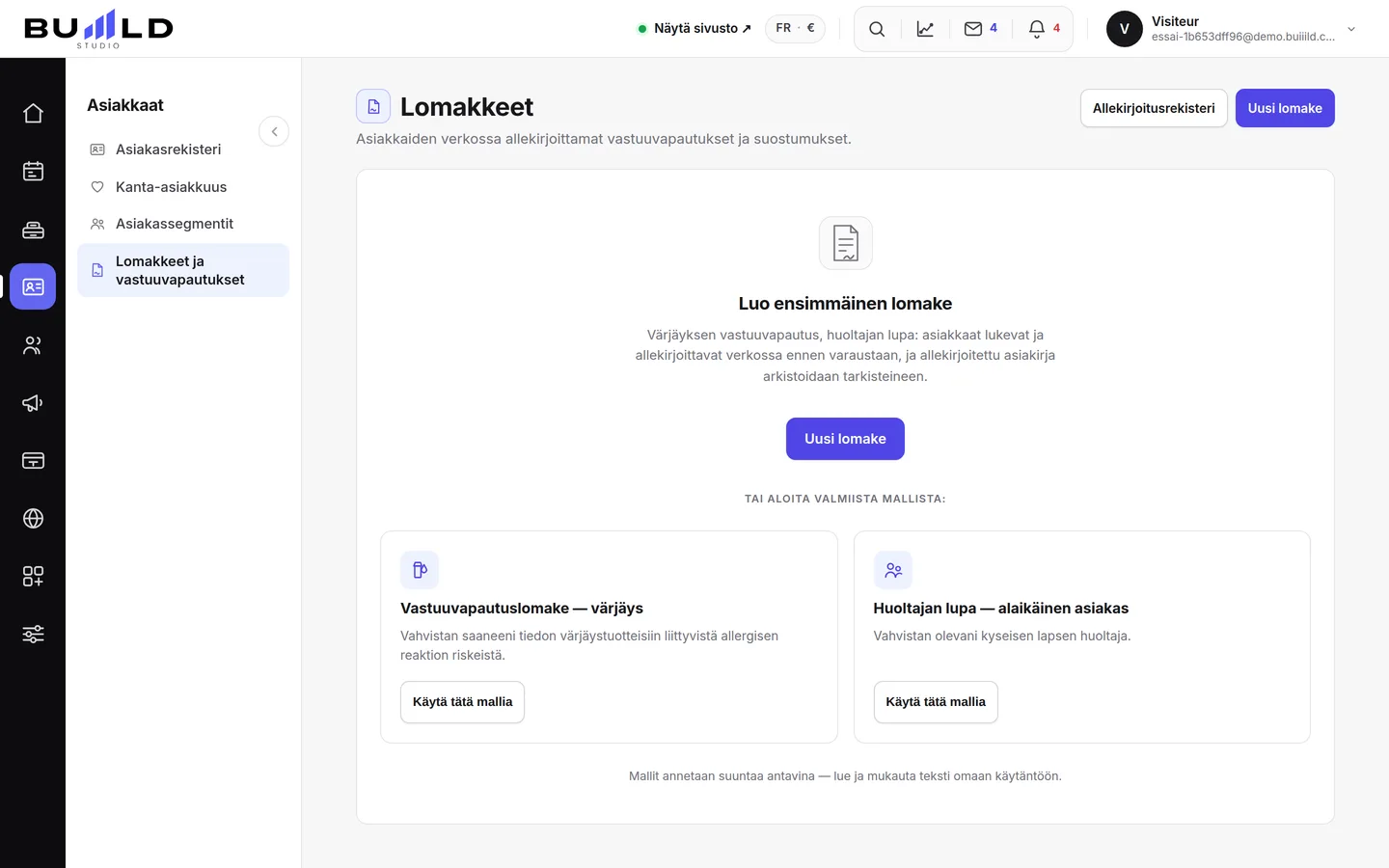 Allekirjoitettavat lomakkeet ja vastuuvapautukset | Buiiild.com