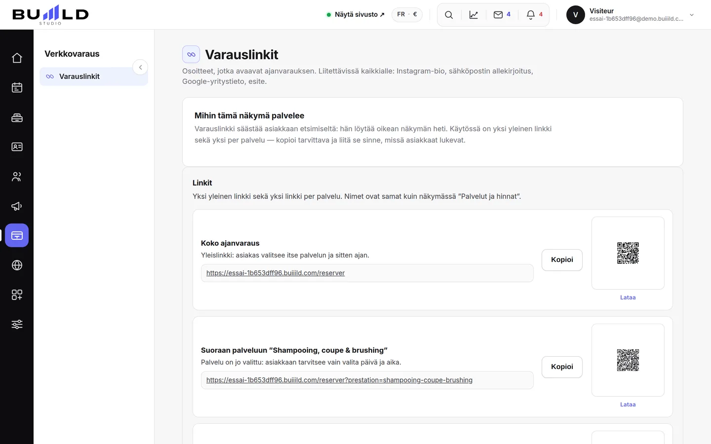 Jaettavat varauslinkit | Buiiild.com