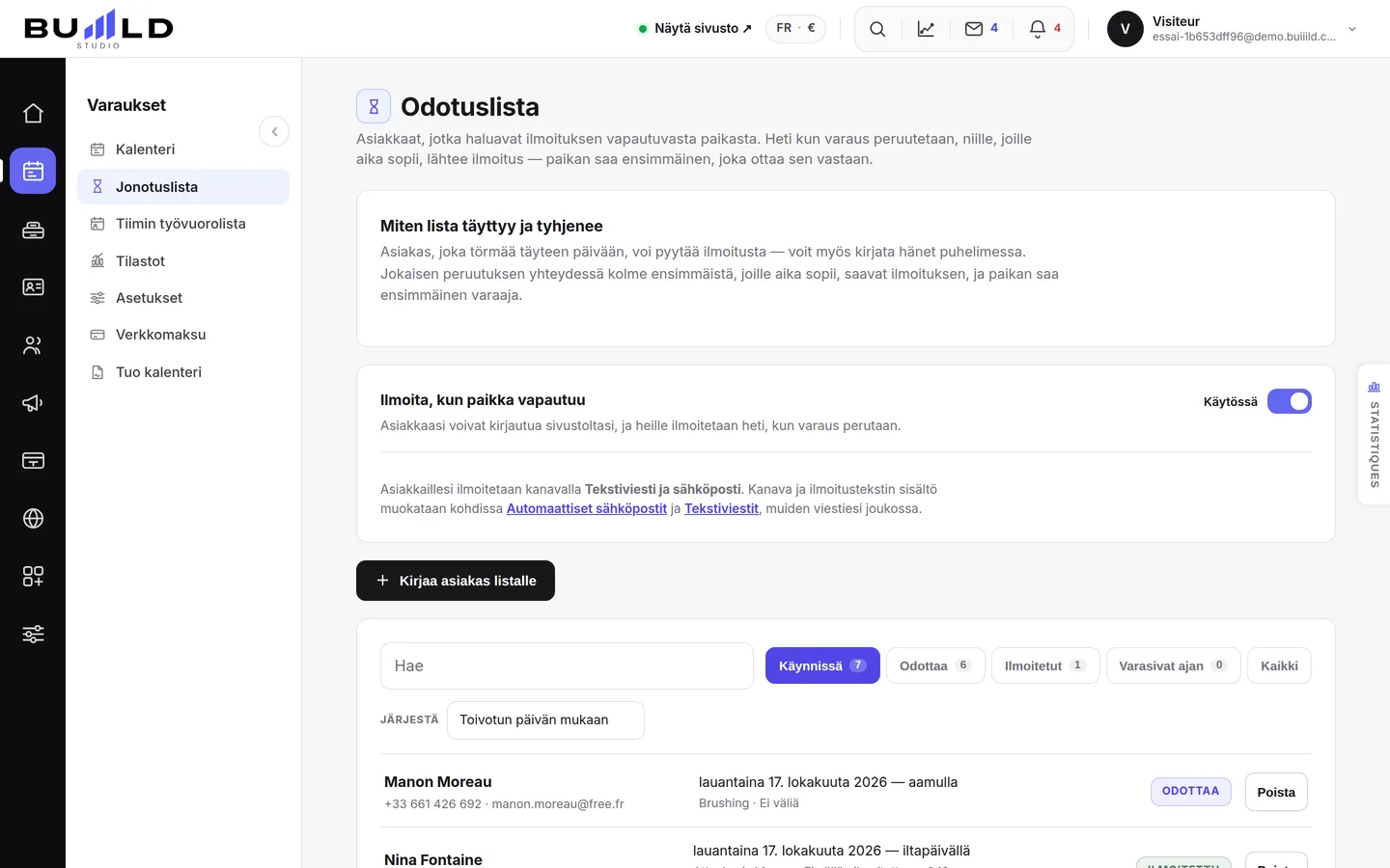 Kampaamon jonotuslista. | Buiiild.com
