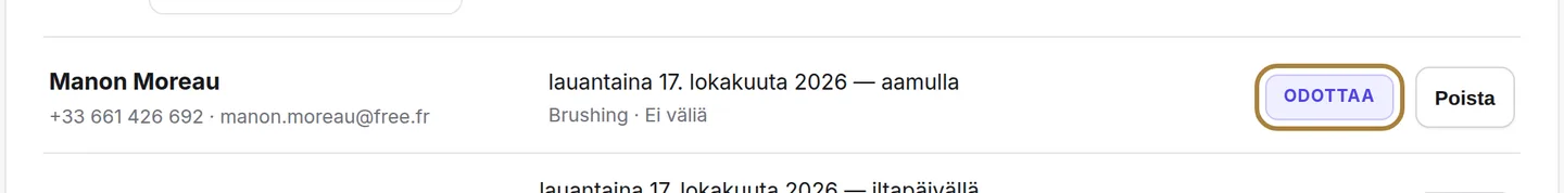 Kunkin pyynnön tila: odottaa, ilmoitettu, on varannut. | Buiiild.com