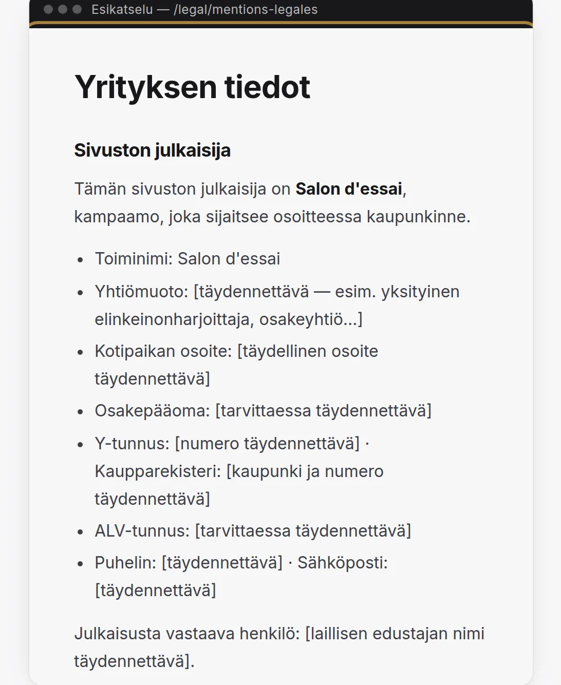 Asiakirja, muokattavissa suoraan. | Buiiild.com