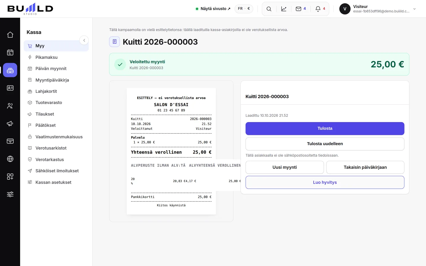Kuitti on laadittu: numeroitu, ketjutettu, lopullinen. | Buiiild.com