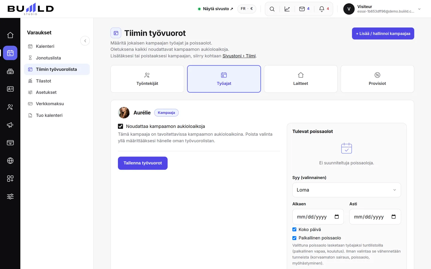 Työvuorot: yksi kortti per kampaaja. | Buiiild.com