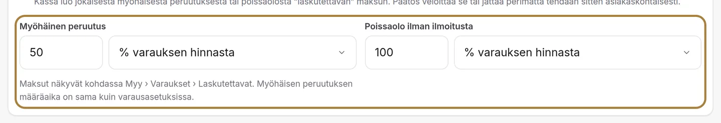 Peruutus- ja poissaolomaksut. | Buiiild.com