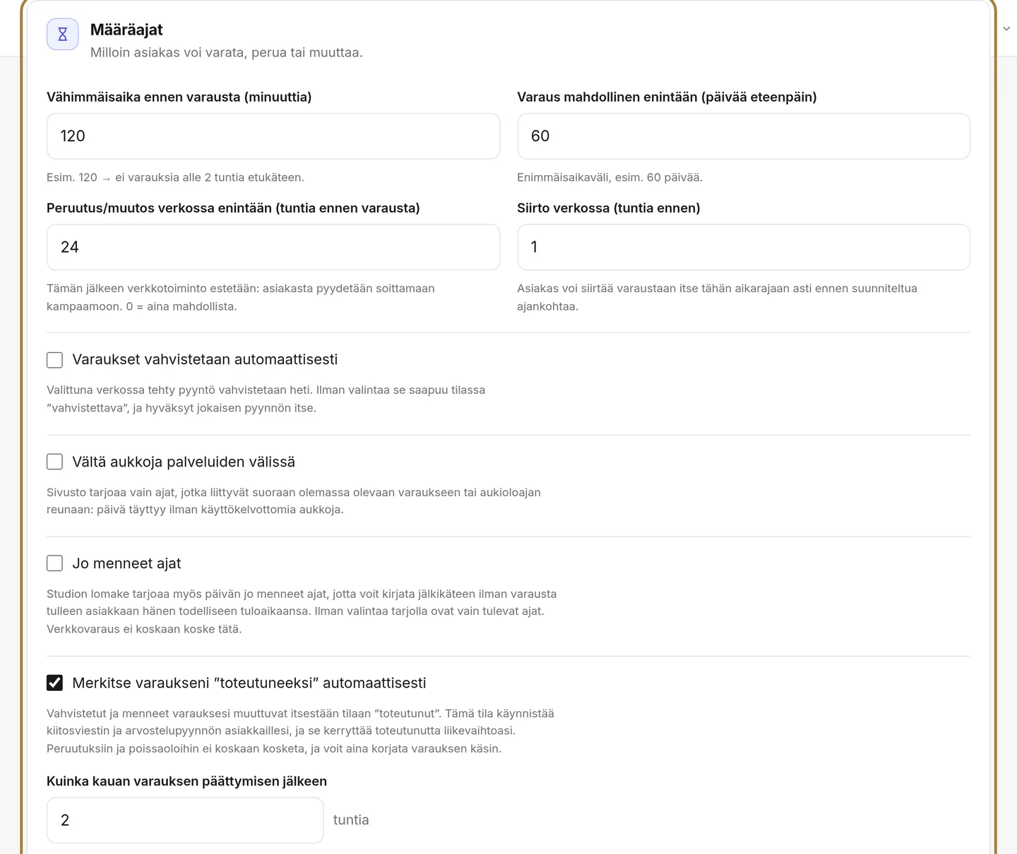 Viiveet: ennakkoilmoitus, varausikkuna, verkkoperuutus. | Buiiild.com
