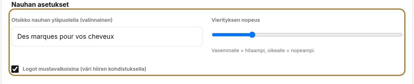 Brändinauha: otsikko, nopeus, mustavalkoinen. | Buiiild.com