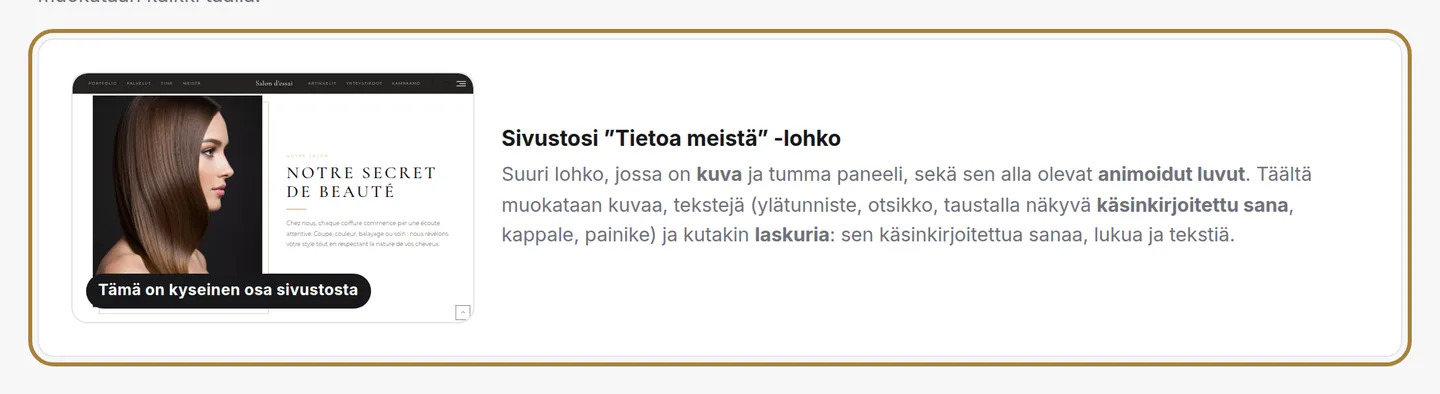 Osion suora esikatselu, joka päivittyy jokaisen tallennuksen jälkeen. | Buiiild.com