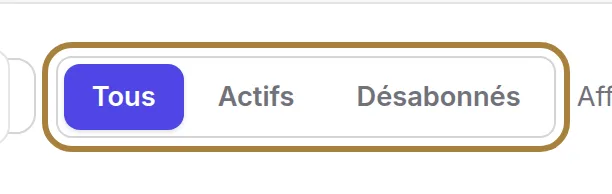 Tous, actifs, désabonnés.