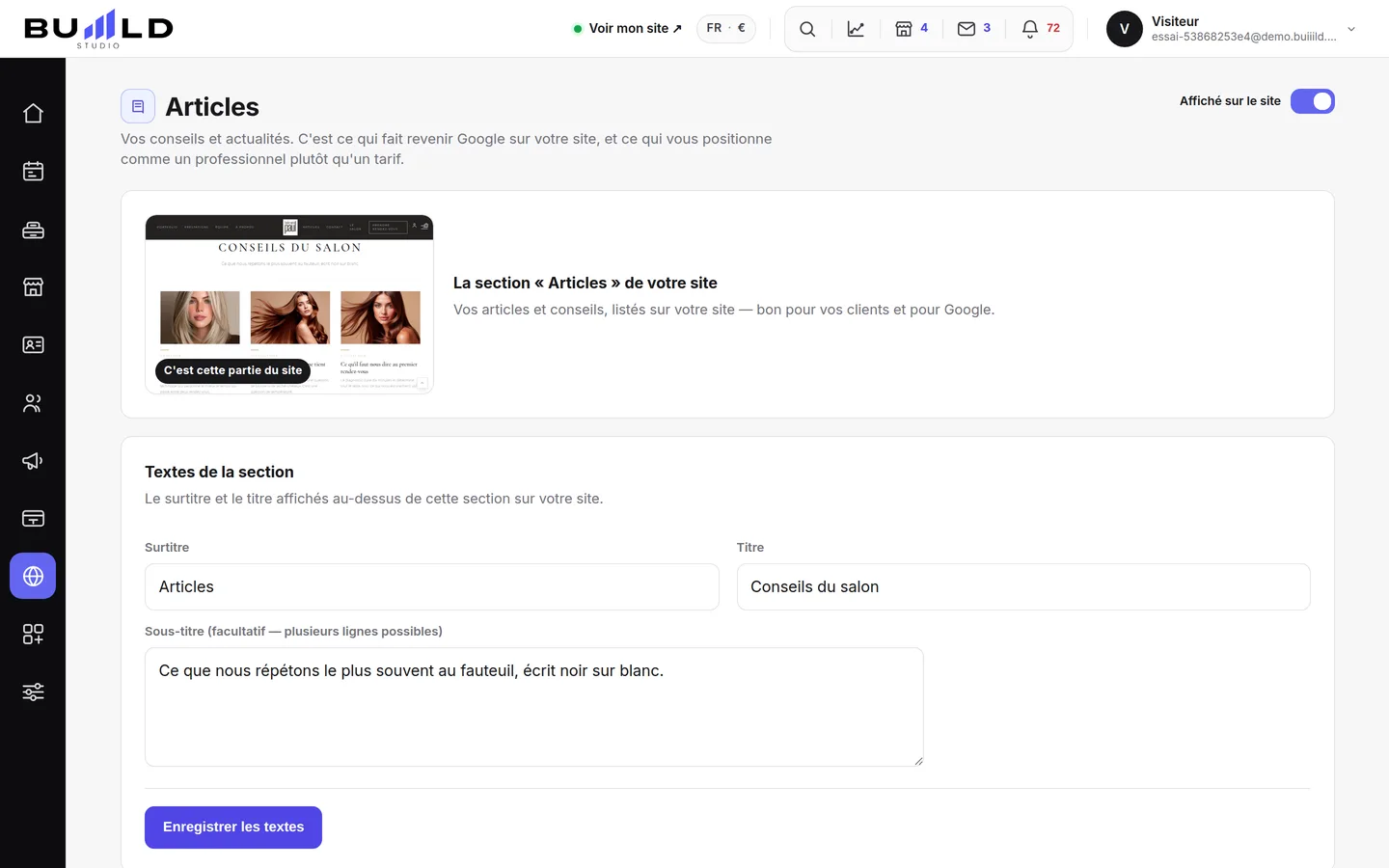 Vos articles.