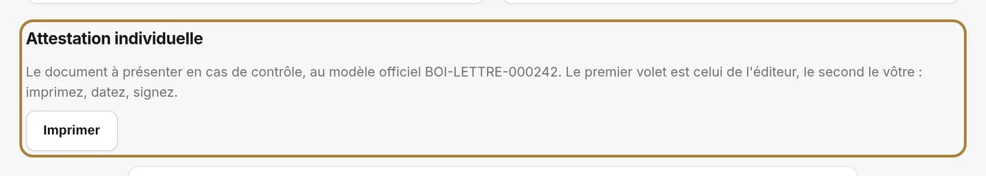 Imprimer l'attestation.