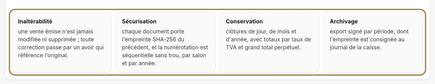 Les quatre obligations, assurées par la caisse.