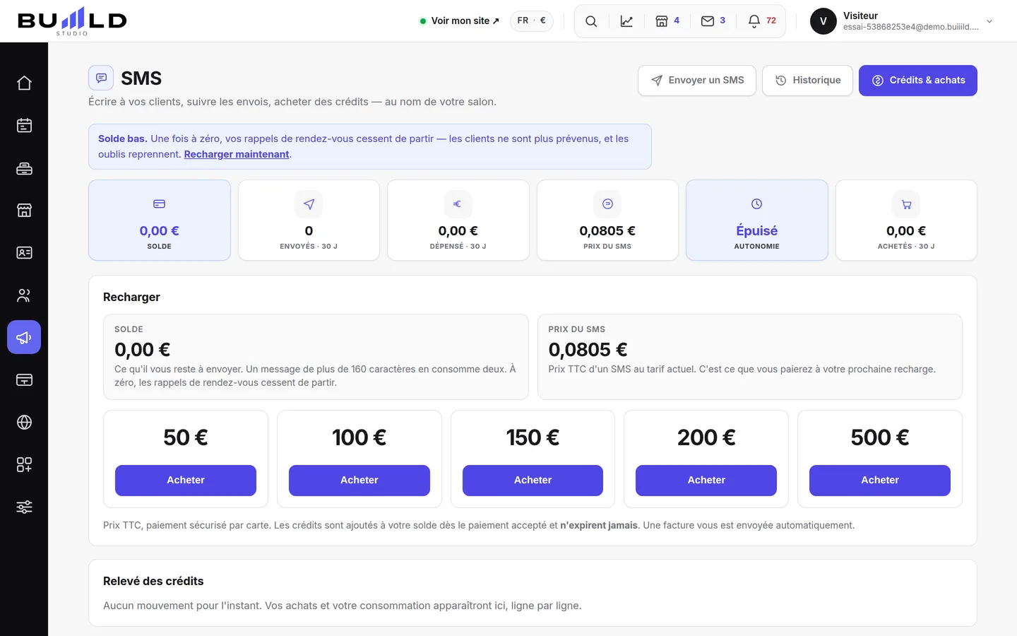 Vos crédits SMS.
