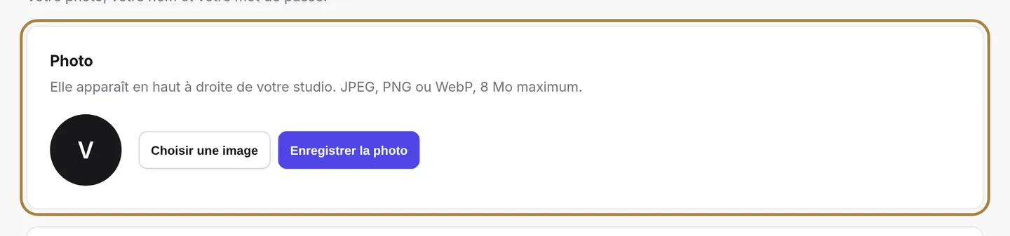 Le panneau de double authentification, dans votre compte.
