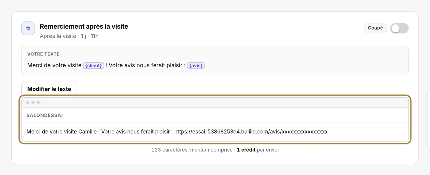 L'aperçu : ce que le client recevra vraiment.