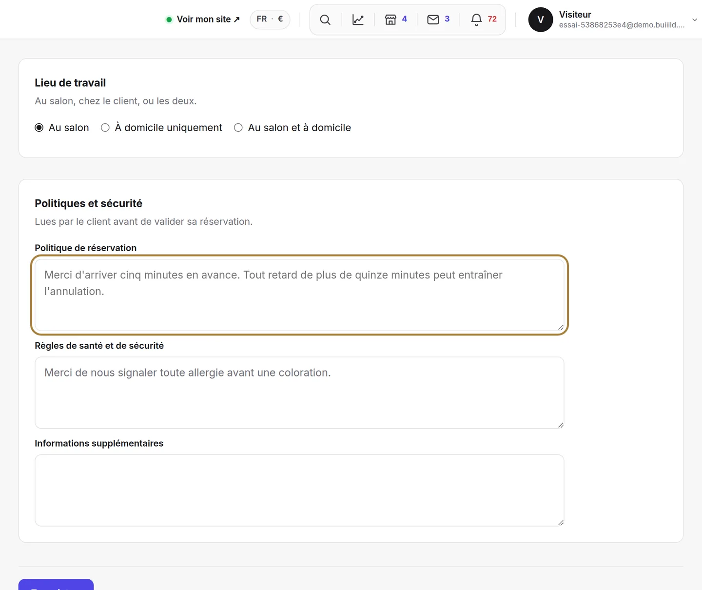 Vos règles, dites d'avance.
