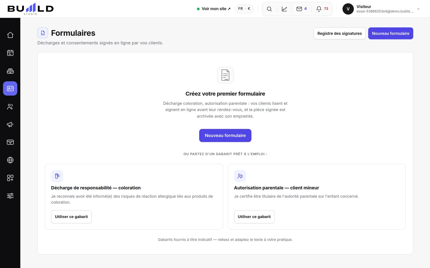 Vos modèles de formulaires.