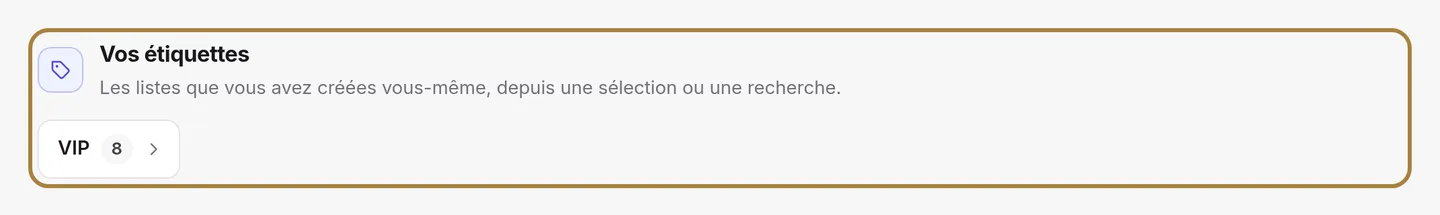 Vos étiquettes deviennent des groupes.
