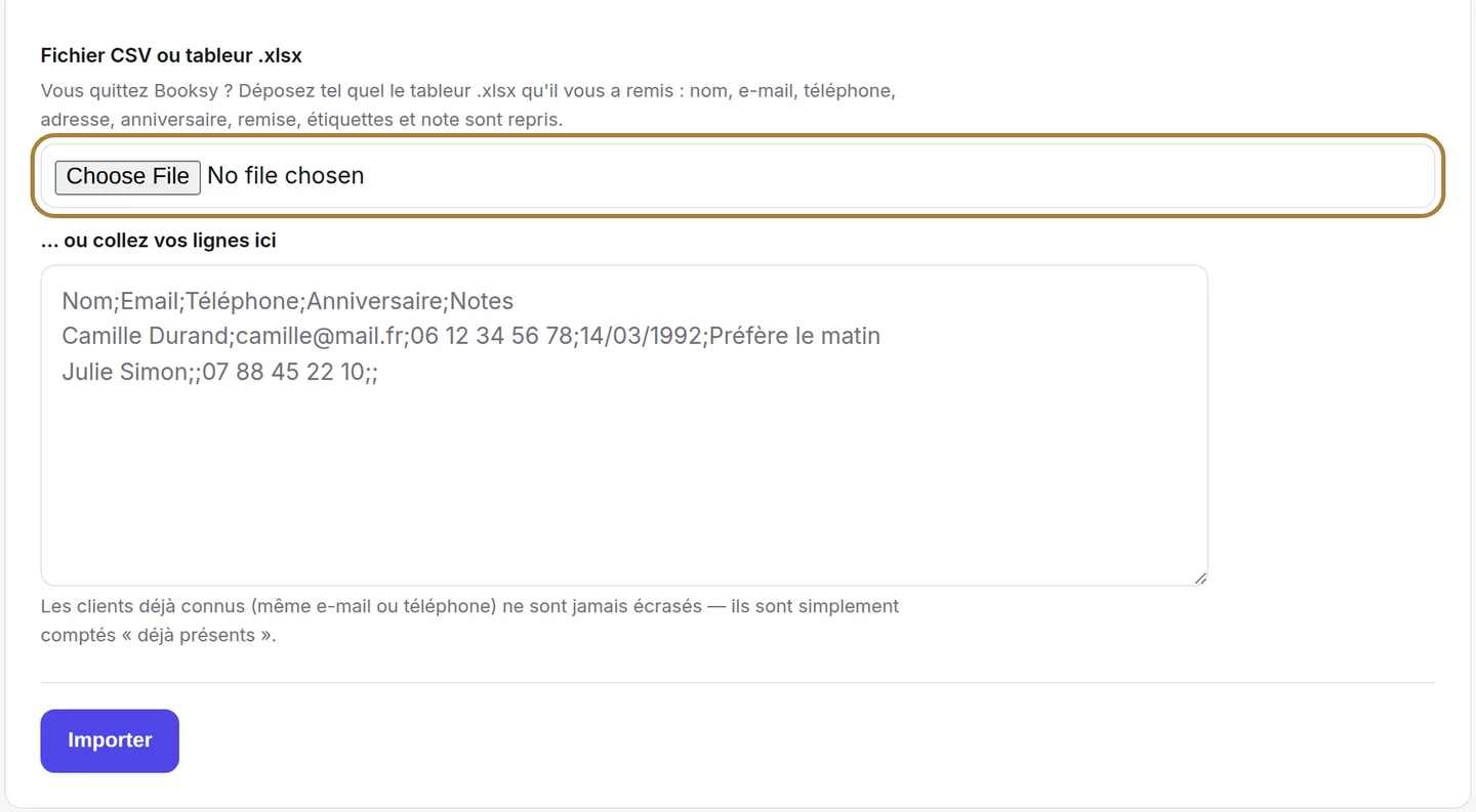 Le fichier exporté de votre ancien logiciel.