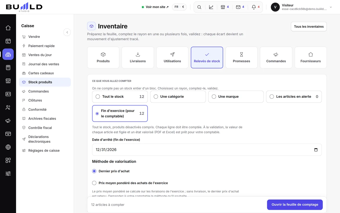 Préparer l'inventaire de fin d'exercice. | Buiiild.com