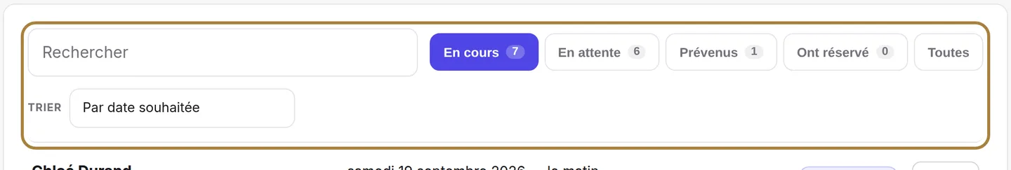 Chercher, filtrer, trier.