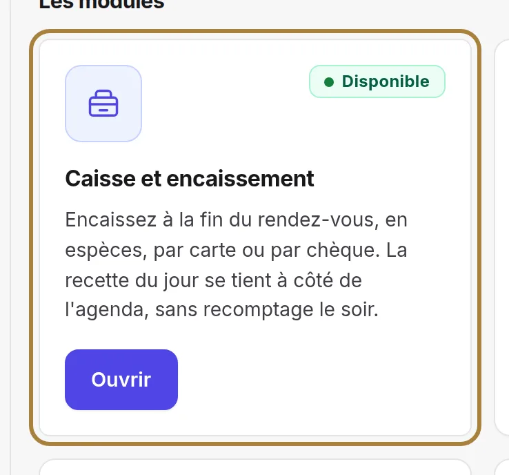 Une carte, un module : ce qu'il fait, et son état.