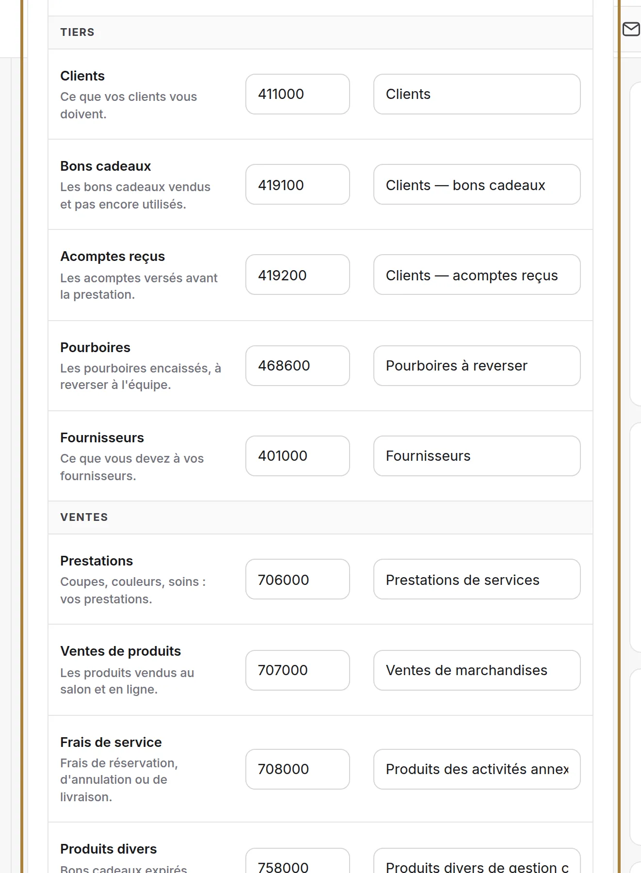 Vos comptes : un numéro et un libellé par type d'opération. | Buiiild.com