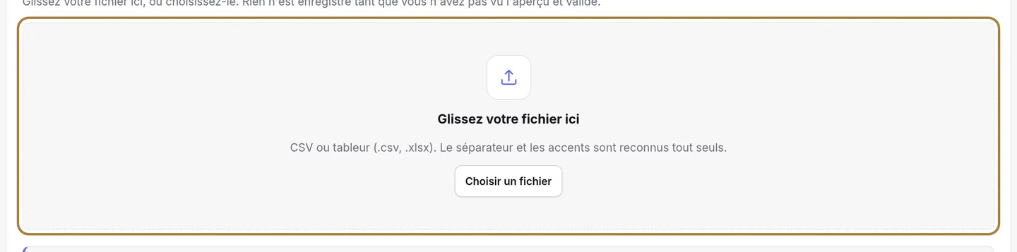 Importer un catalogue : votre fichier, tel qu'il est.